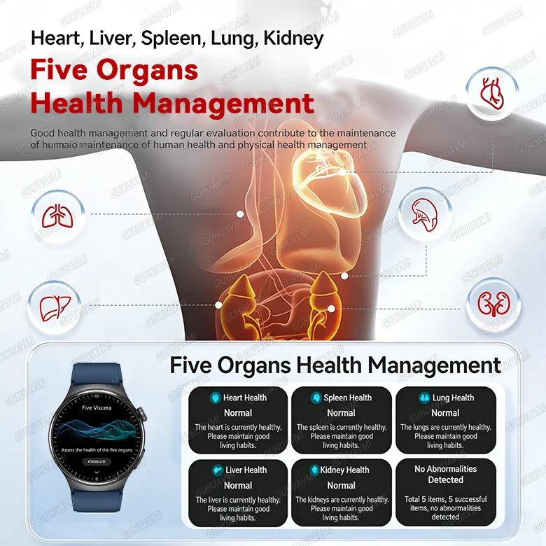 2026 New AI-Diagnosis Care Smartwatch ECG+PPG Accurate Uric Acid Blood Pressure Body Fat Five Organ Fitness Waterproof Smartwatc