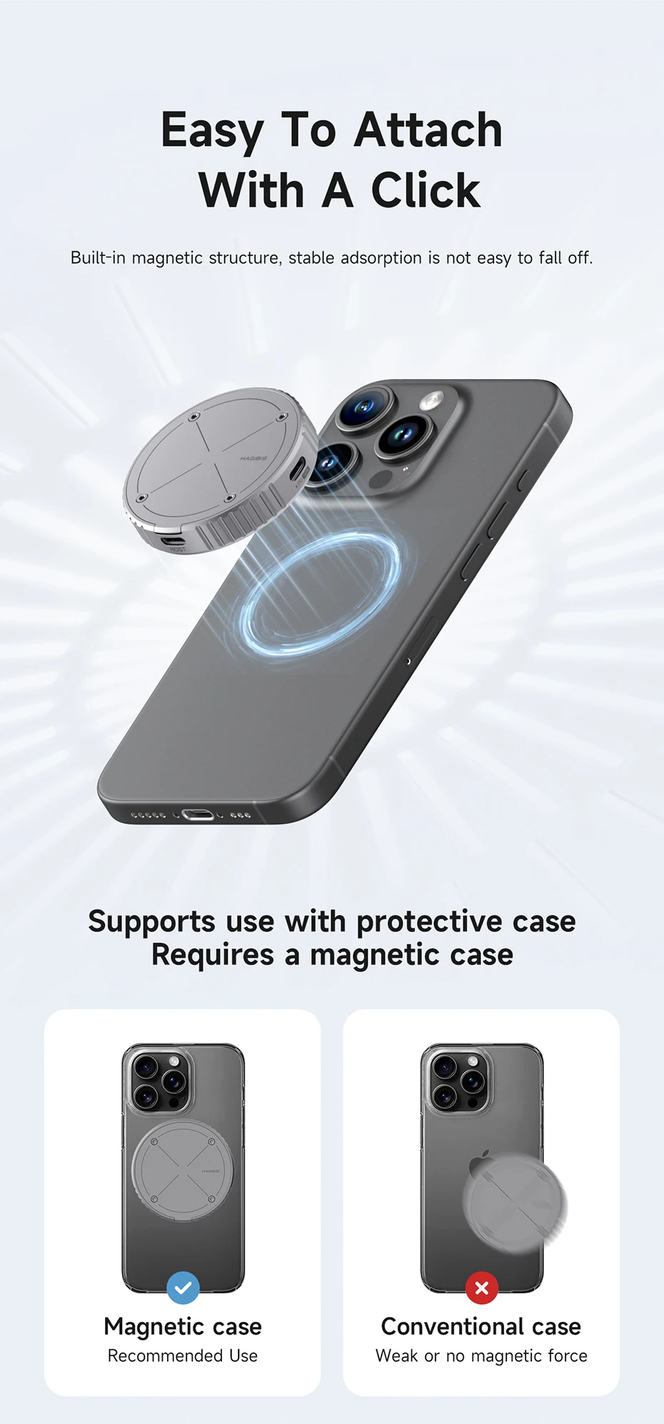 Hagibis Magnetic M.2 2230 NVMe SSD Enclosure SSD Case USB C 3.2 Gen2 to NVMe PCI-E for iPhone 16 Pro 17 ProRes Magsafe MacBook