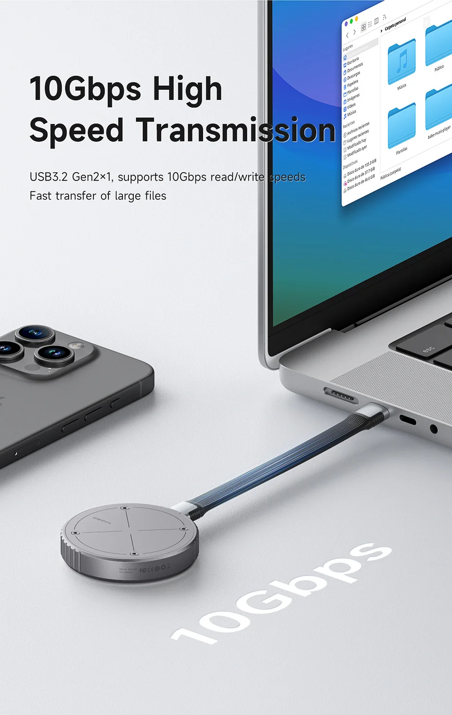 Hagibis Magnetic M.2 2230 NVMe SSD Enclosure SSD Case USB C 3.2 Gen2 to NVMe PCI-E for iPhone 16 Pro 17 ProRes Magsafe MacBook