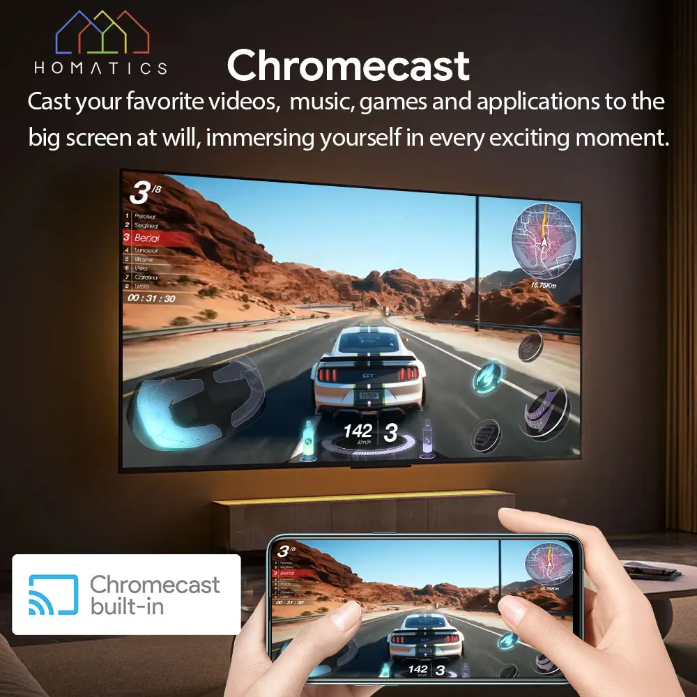 HOMATICS Box R 4K Plus TV Box AndroidTV 14 Netflix Google Certified Amlogic S905X4 4G32G Support DTS Dolby Audio AV1 Wifi6 BT5.0