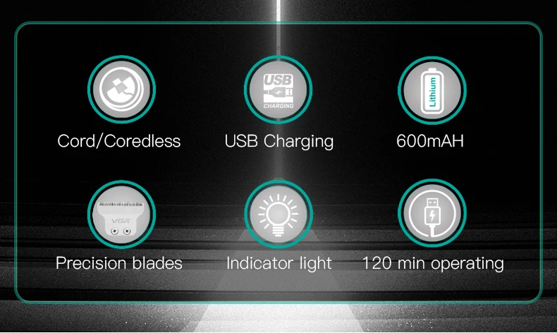 VGR 071 Hair Trimmer Professional Hair Clipper Wireless Hair Cutting Machine Electric Zero Cutting Machine Trimmer for Men