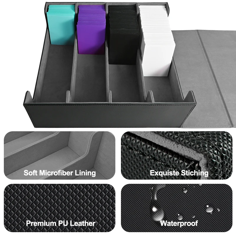 Trading Card Storage Box, Holds 3000+ Cards, Magnetic PU Leather Card Box, Fits for Magic, TCG Card, Sports Cards