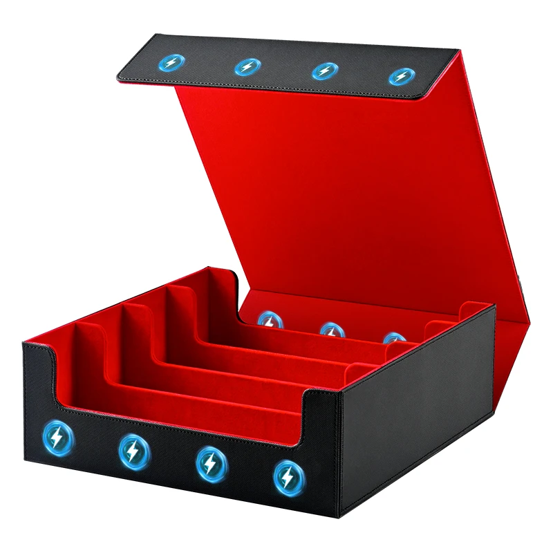 Trading Card Storage Box, Holds 3000+ Cards, Magnetic PU Leather Card Box, Fits for Magic, TCG Card, Sports Cards
