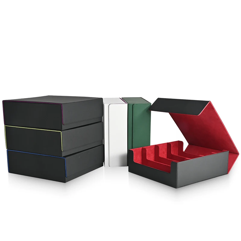 Trading Card Storage Box, Holds 3000+ Cards, Magnetic PU Leather Card Box, Fits for Magic, TCG Card, Sports Cards