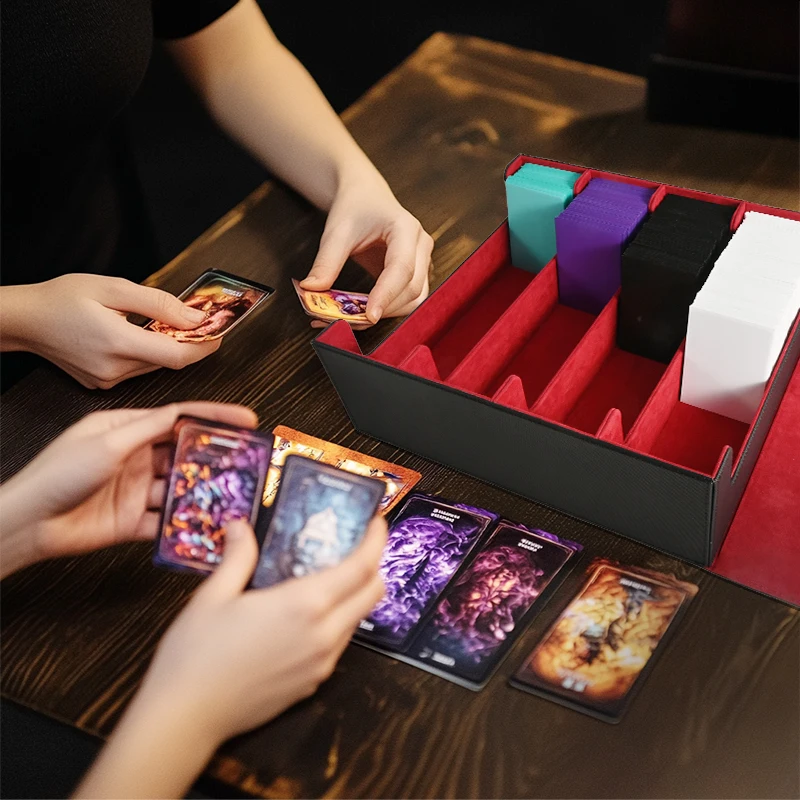 Trading Card Storage Box, Holds 3000+ Cards, Magnetic PU Leather Card Box, Fits for Magic, TCG Card, Sports Cards