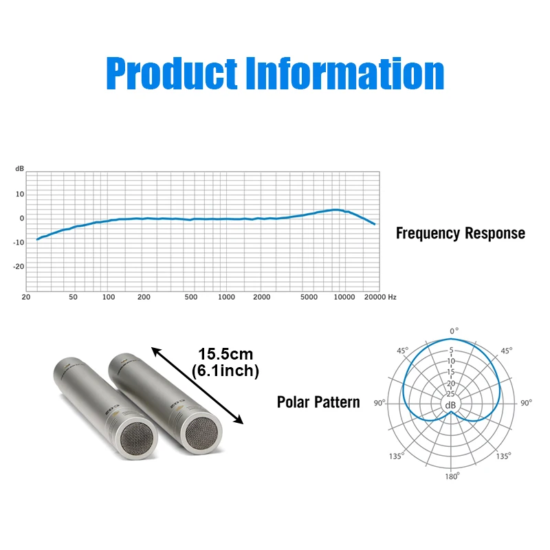 C02 Condenser Small-Diaphragm Suspension Microphone Pencil Type Mic with Shockproof Clip Piano Recording C02 Audio Instrument