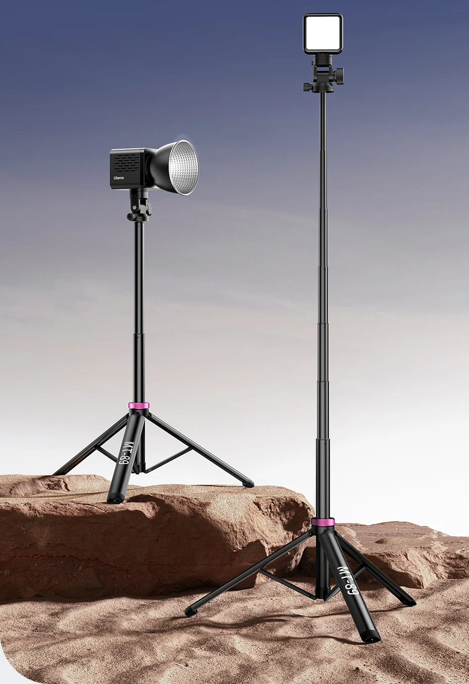 Ulanzi MT-89 2M Extendable Tripod Light Stand w 1/4'' Quick Release Plate Cold Shoe Mount for DSLR Camera Phone Video Light Mic
