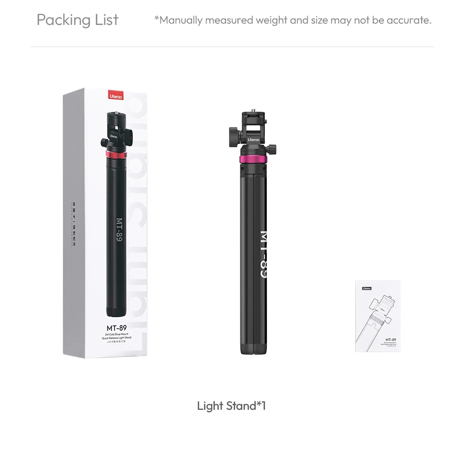 Ulanzi MT-89 2M Extendable Tripod Light Stand w 1/4'' Quick Release Plate Cold Shoe Mount for DSLR Camera Phone Video Light Mic