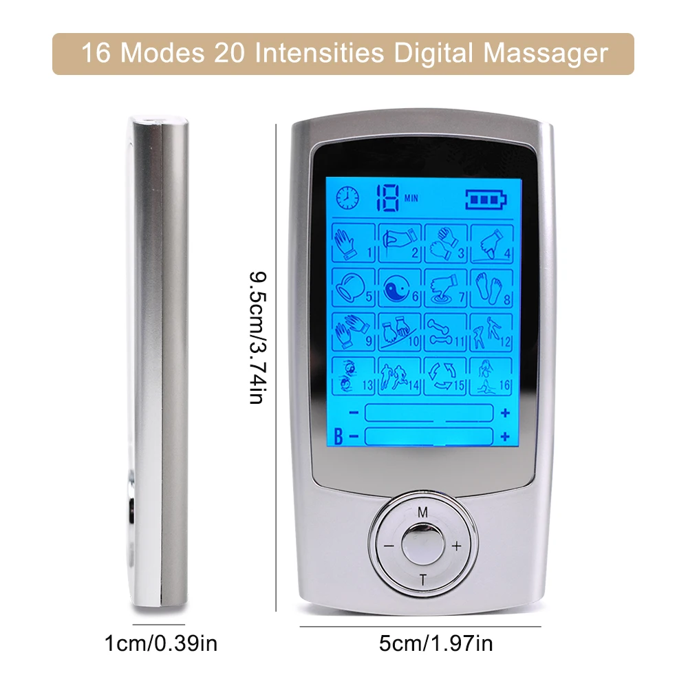 Tens Unit EMS Muscle Stimulator 16 Modes 2 Output Channel Electric Acupuncture Body Massager Electrostimulator Slimming Machine