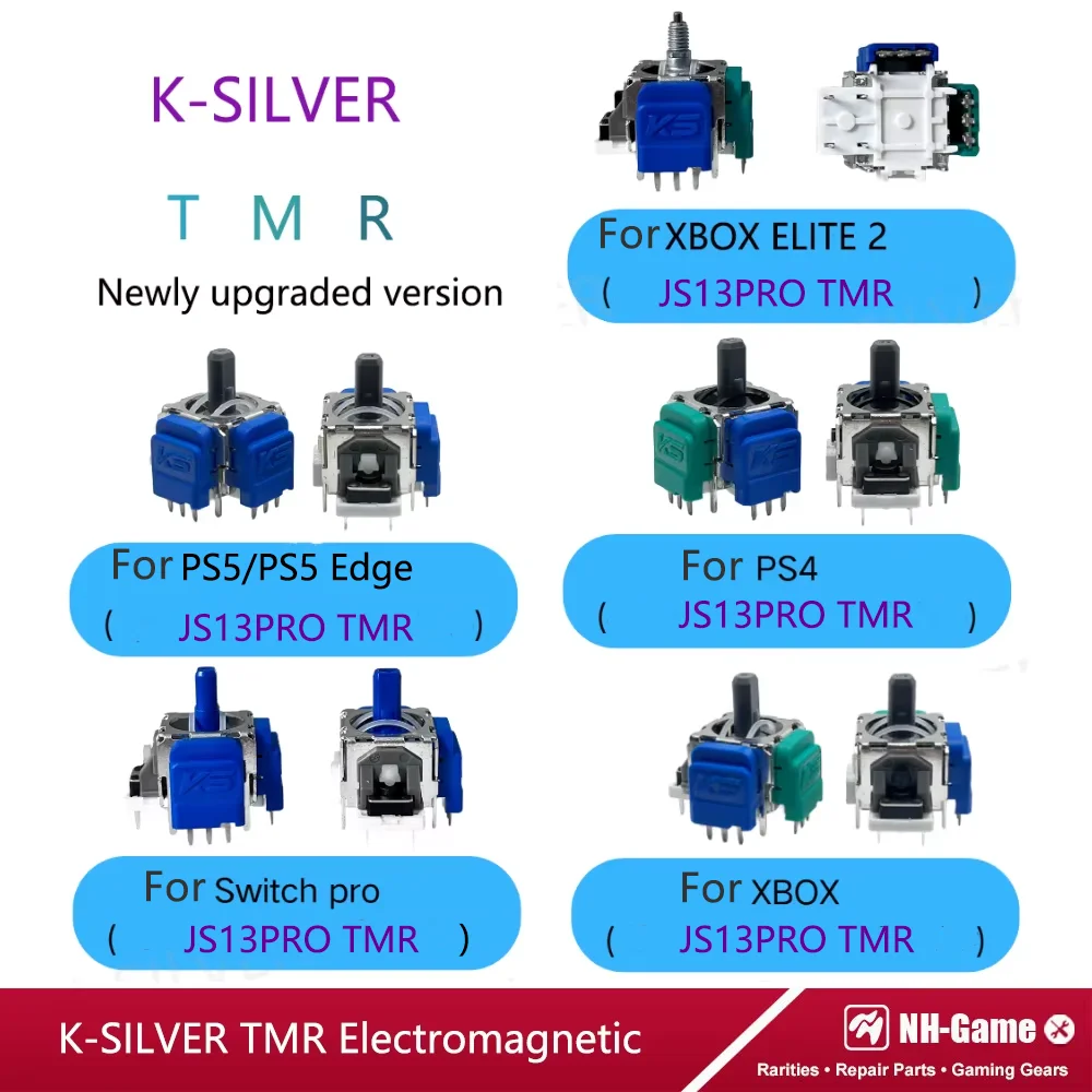 10/20PCS K-SILVER JS13 Pro+ TMR Electromagnetic Joystick For PS5 Gamepad 3D Analog Replacement Thumb Stick For XBOX Controller