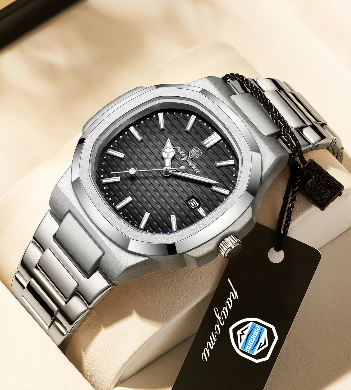 PAAZOMU Top Luxury Brand Man Watch Sports Waterproof Luminous Date Men Wristwatch Square Dial Quartz Men's Watches High Quality