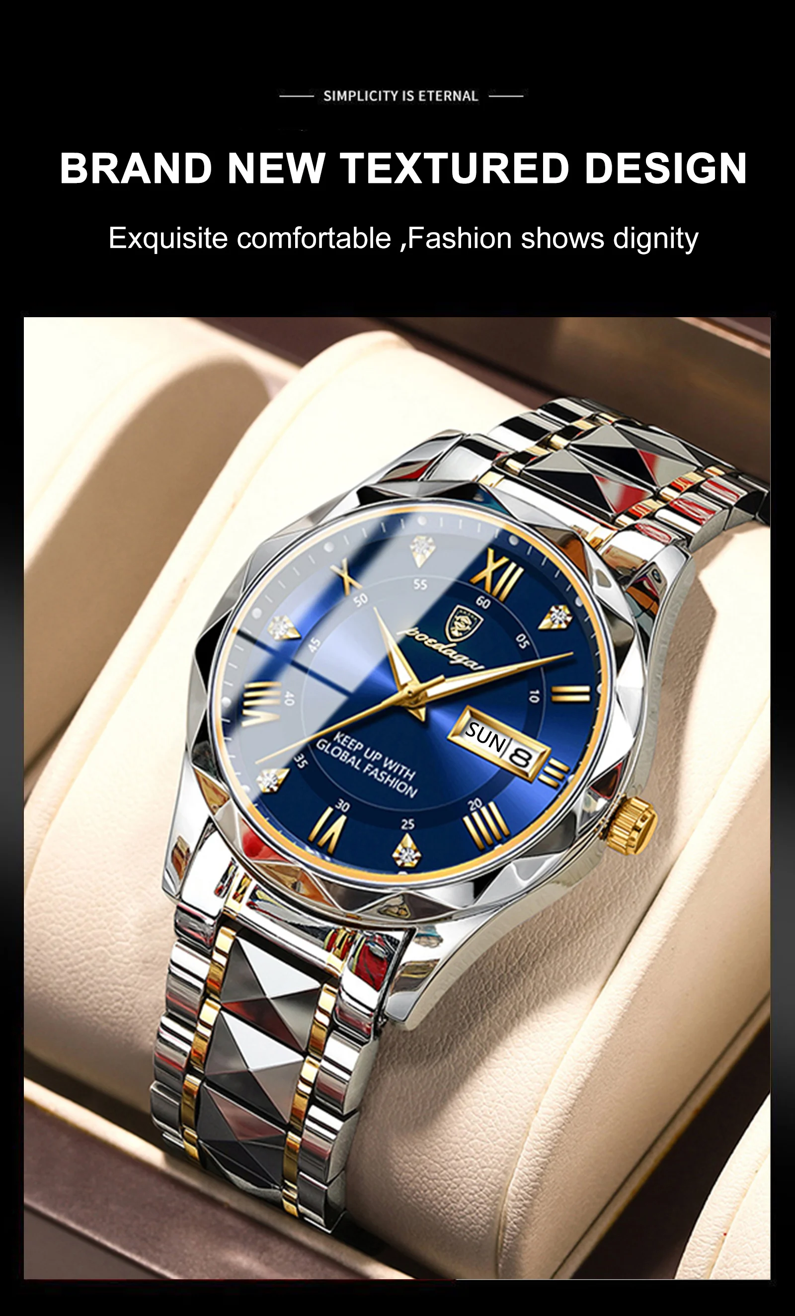 POEDAGAR Business Luxury Men's Watches Waterproof Stainless Steel Luminous Man Wristwatch Date Week Sport Men Quartz Watch Reloj