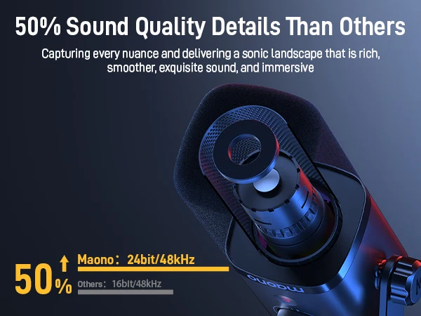 MAONO PD100X Dynamic Microphone. Software Noise Reduction Included. RGB Gaming Mic. Enhances Gaming Experience. Ideal for Record