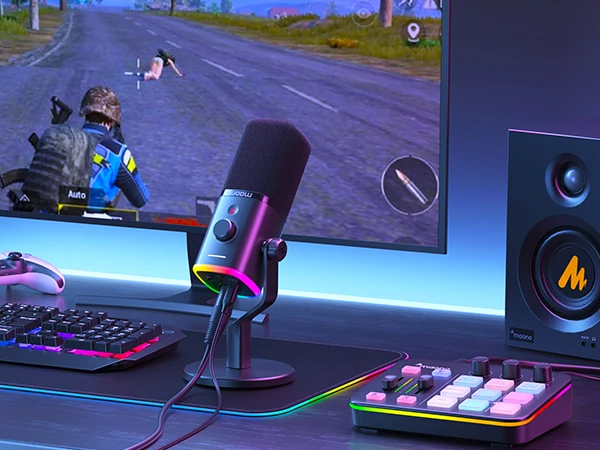 MAONO PD100X Dynamic Microphone. Software Noise Reduction Included. RGB Gaming Mic. Enhances Gaming Experience. Ideal for Record