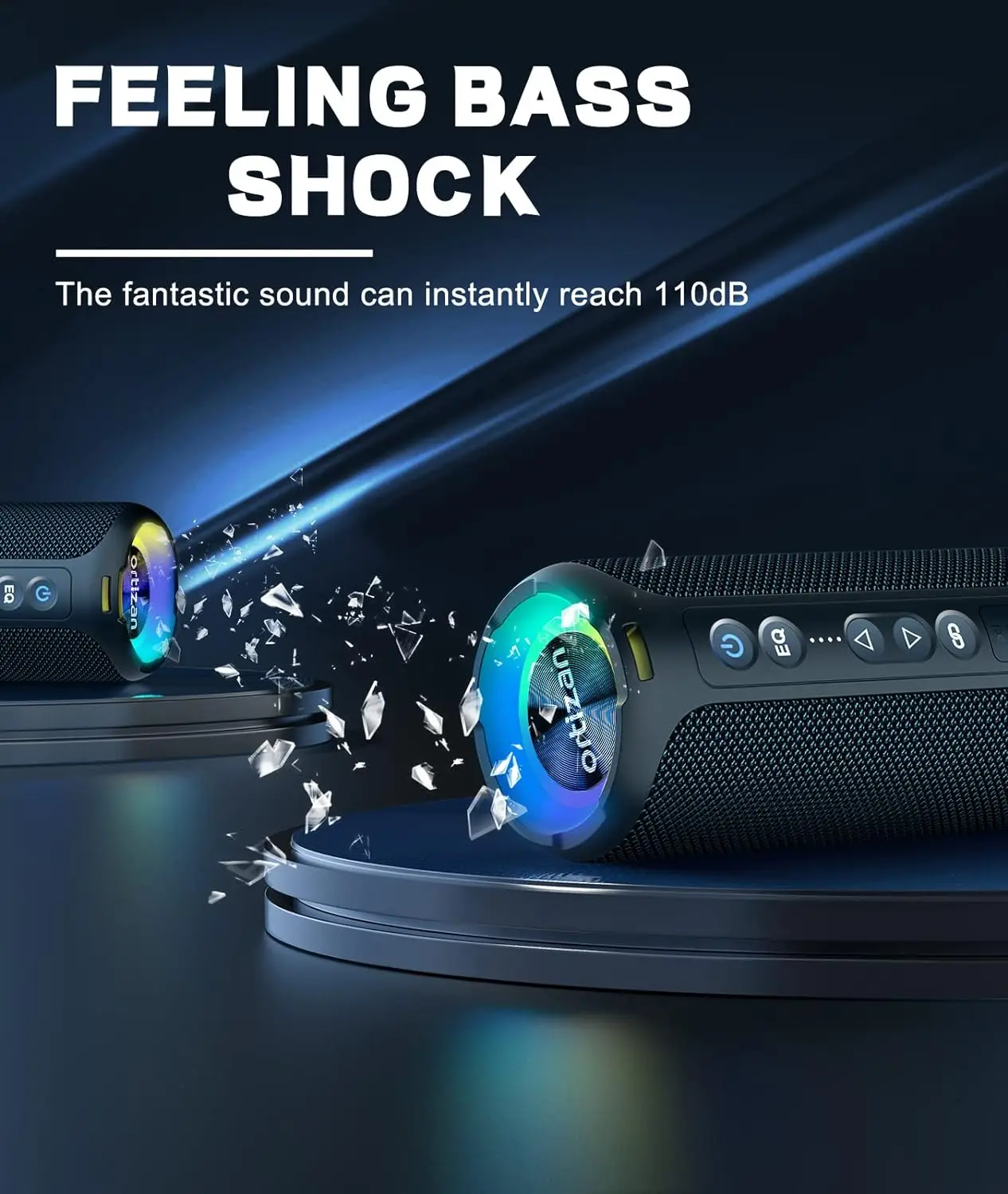 Ortizan X8 Pro Waterproof Bluetooth Speaker Portable Powerful Sound Box Bass Boost Dual Pairing True Wireless Speaker TF/AUX in