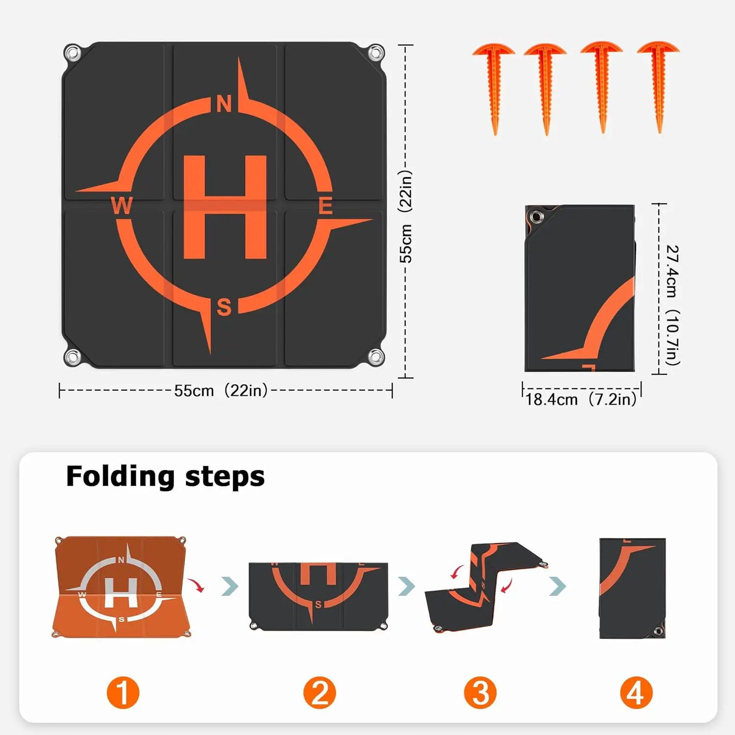 STARTRC Drone Landing Pad Universal Quick Foldable Landing Platform for DJI Neo/Mini 4 Pro Holy Stone/FPV Drone 22 Inch/55 cm