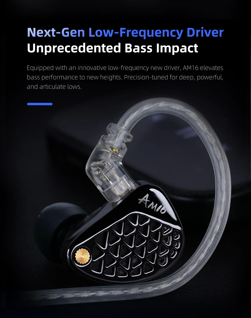 KZ AM16 Wired in-ear headphones 16ba armature balanced high-fidelity low-monitoring headphones with cancellation