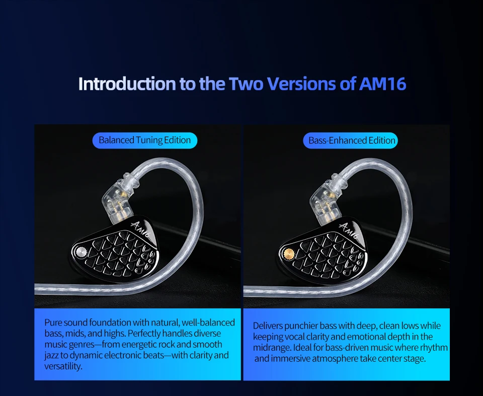 KZ AM16 Wired in-ear headphones 16ba armature balanced high-fidelity low-monitoring headphones with cancellation