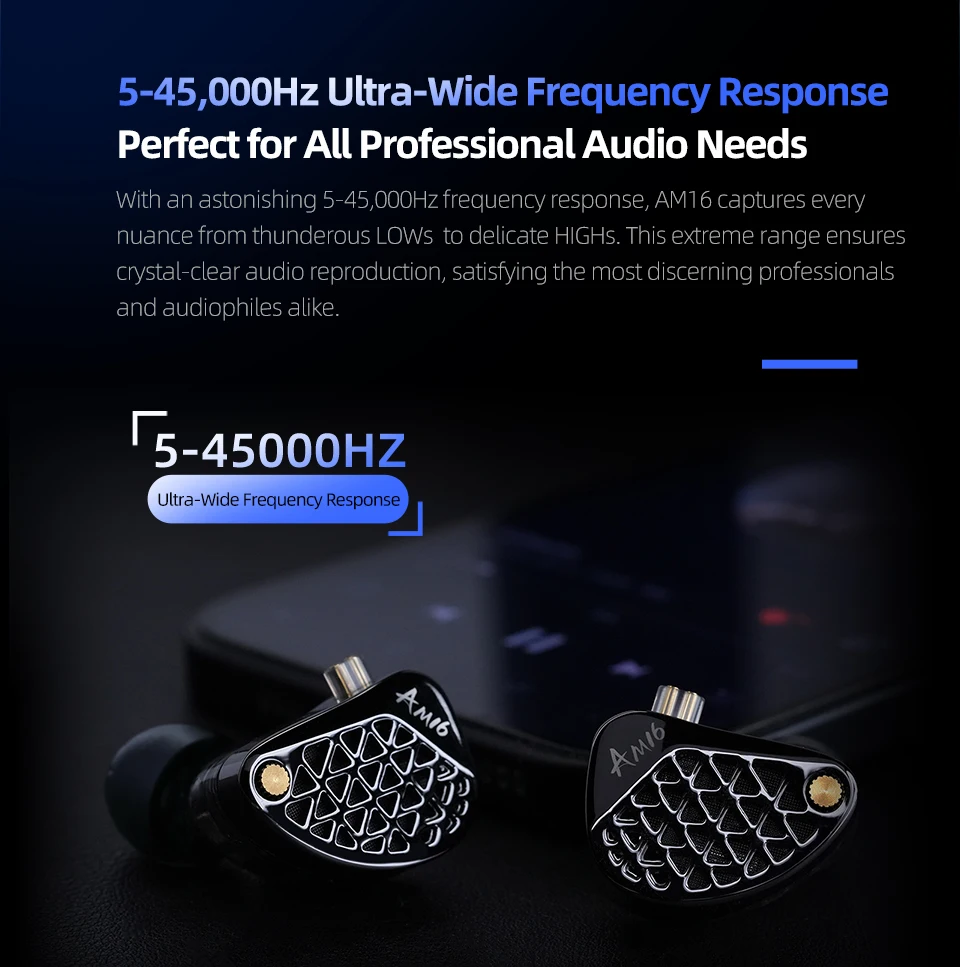 KZ AM16 Wired in-ear headphones 16ba armature balanced high-fidelity low-monitoring headphones with cancellation