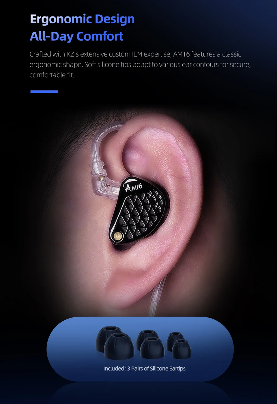 KZ AM16 Wired in-ear headphones 16ba armature balanced high-fidelity low-monitoring headphones with cancellation