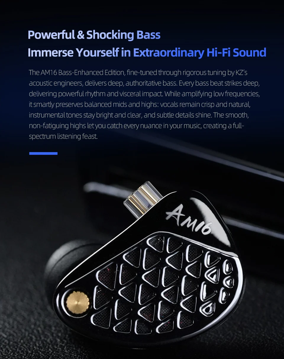 KZ AM16 Wired in-ear headphones 16ba armature balanced high-fidelity low-monitoring headphones with cancellation