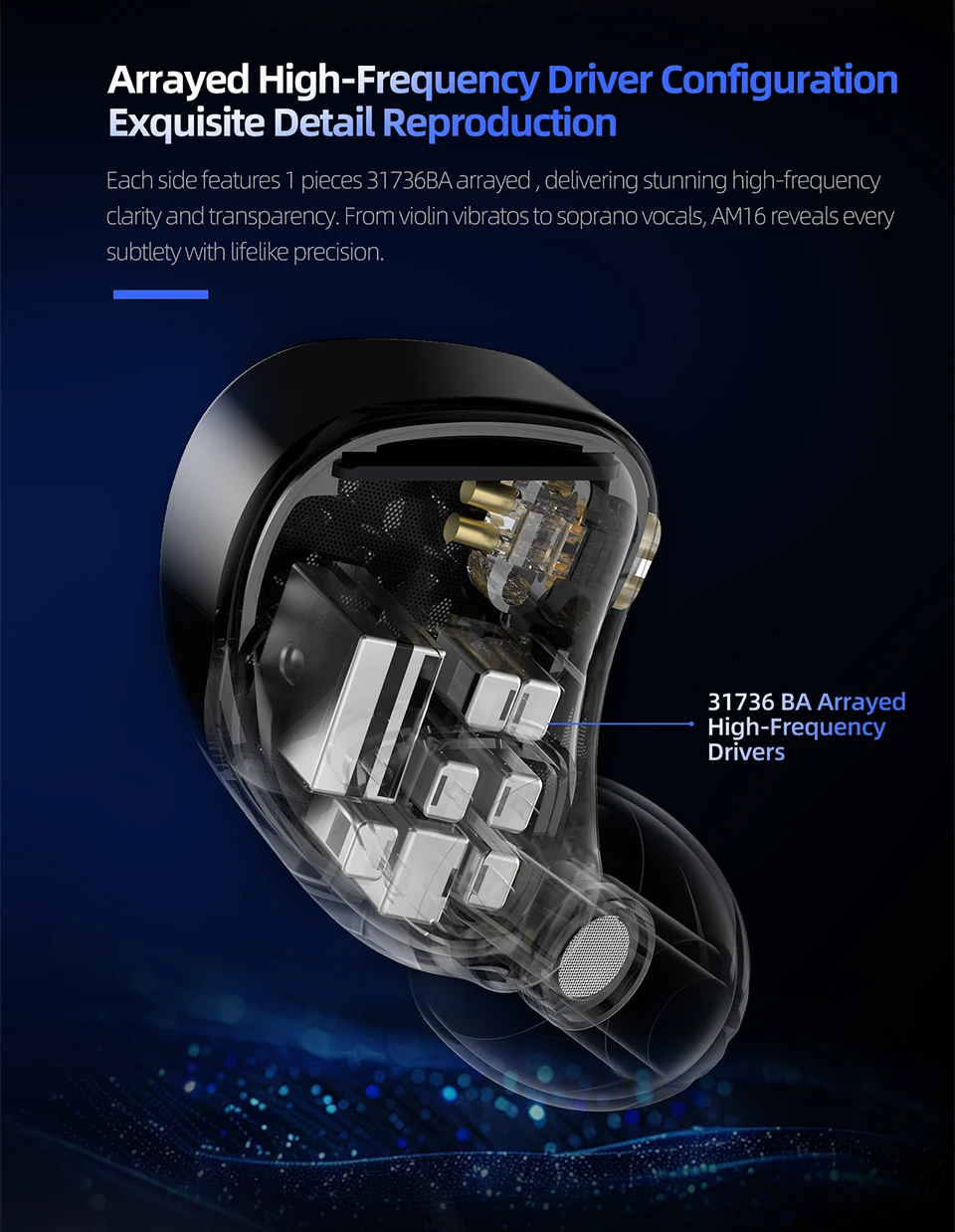 KZ AM16 Wired in-ear headphones 16ba armature balanced high-fidelity low-monitoring headphones with cancellation