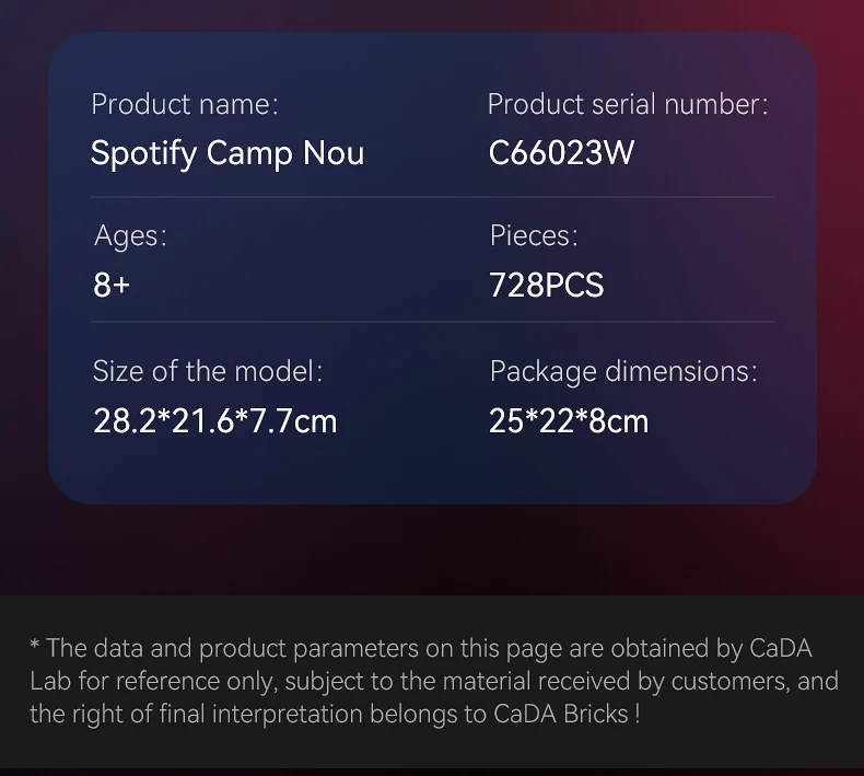 CaDA Camp Nou (Barcelona FC) Stadium Building Block Set / 728 Pieces / Collector's Item for Football Fans & Block Enthusiasts
