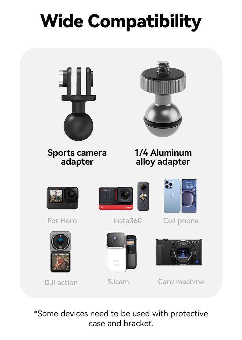 TELESIN Camera Clamp Mount Bike Motorcycle Handlebar Aluminum Alloy Super Clamp Holder Clip For Camera GoPro DJI OSMO Insta360