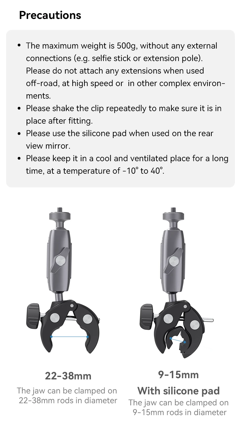 TELESIN Camera Clamp Mount Bike Motorcycle Handlebar Aluminum Alloy Super Clamp Holder Clip For Camera GoPro DJI OSMO Insta360