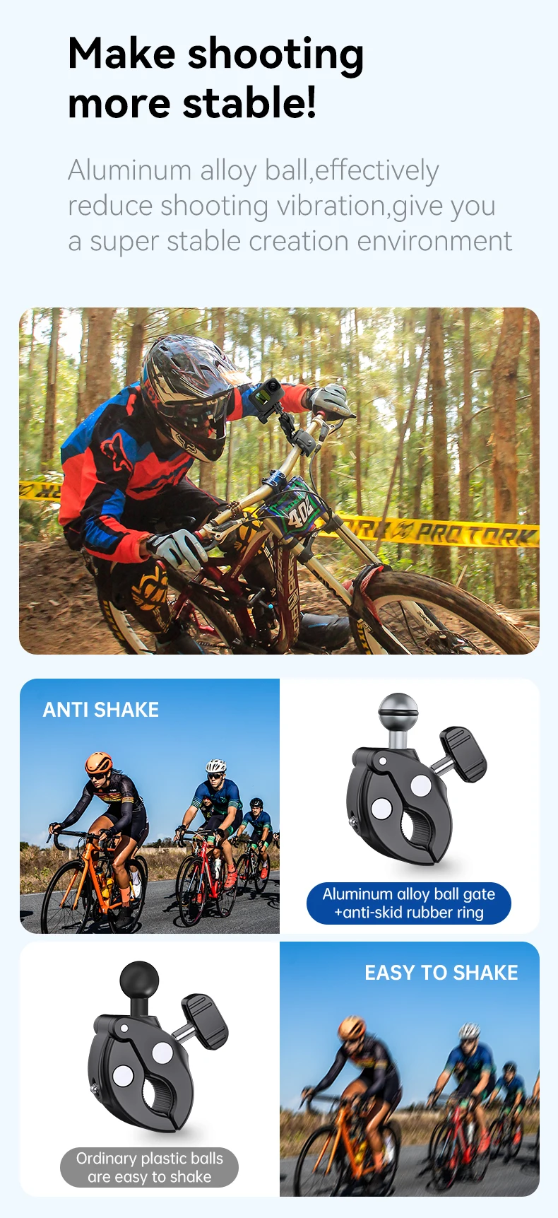 TELESIN Camera Clamp Mount Bike Motorcycle Handlebar Aluminum Alloy Super Clamp Holder Clip For Camera GoPro DJI OSMO Insta360