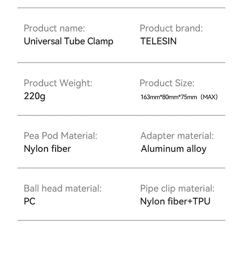 TELESIN Camera Clamp Mount Bike Motorcycle Handlebar Aluminum Alloy Super Clamp Holder Clip For Camera GoPro DJI OSMO Insta360