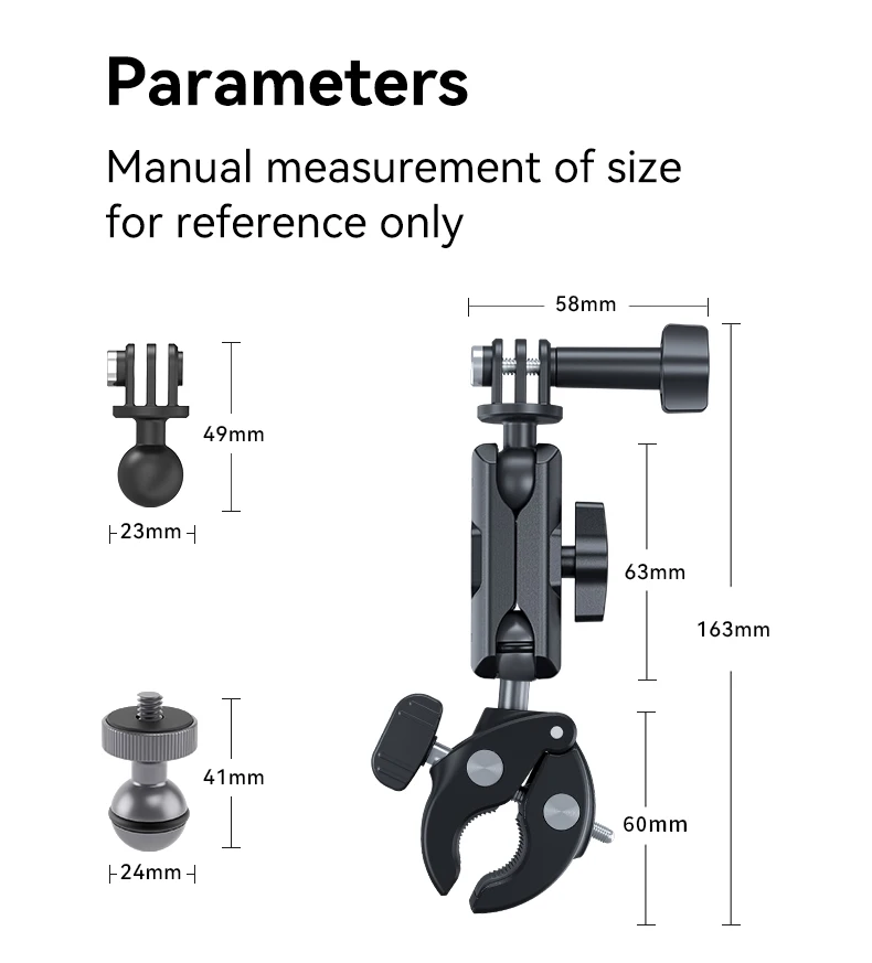 TELESIN Camera Clamp Mount Bike Motorcycle Handlebar Aluminum Alloy Super Clamp Holder Clip For Camera GoPro DJI OSMO Insta360
