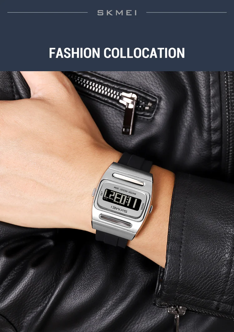 SKMEI 2563 Brand Men Electronic Watch New Fashion Alarm Clock Calendar Solar Energy Luminous Electronic Digital Watches for Man