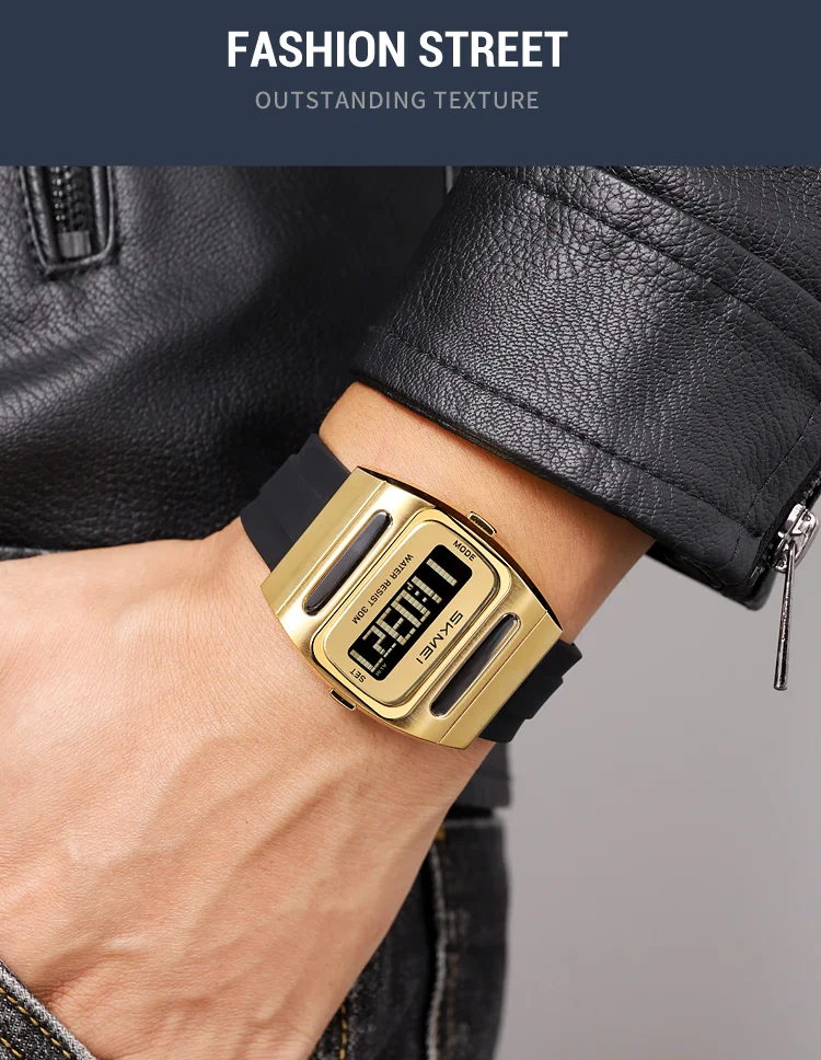 SKMEI 2563 Brand Men Electronic Watch New Fashion Alarm Clock Calendar Solar Energy Luminous Electronic Digital Watches for Man