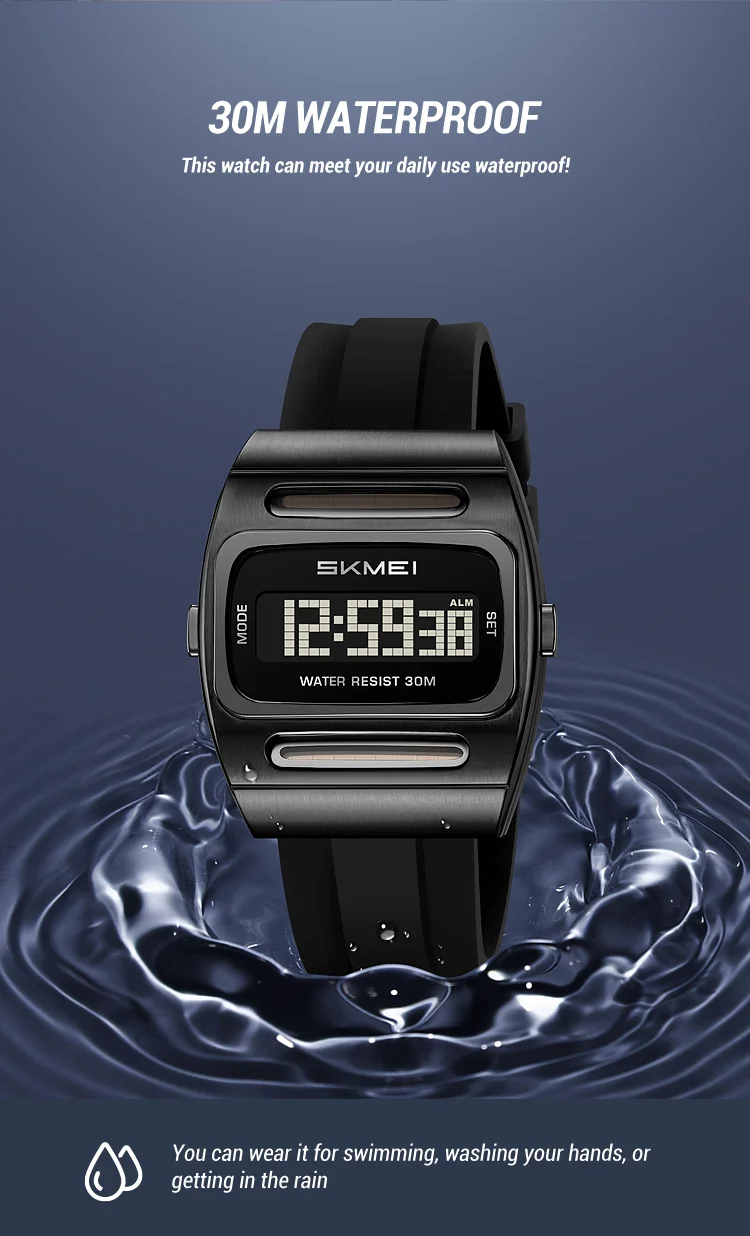 SKMEI 2563 Brand Men Electronic Watch New Fashion Alarm Clock Calendar Solar Energy Luminous Electronic Digital Watches for Man