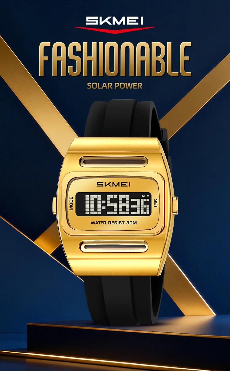 SKMEI 2563 Brand Men Electronic Watch New Fashion Alarm Clock Calendar Solar Energy Luminous Electronic Digital Watches for Man