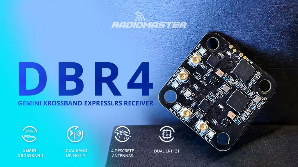 Radiomaster DBR4 2.4GHz Dual Band Gemini Xrossband ExpressLRS Receiver