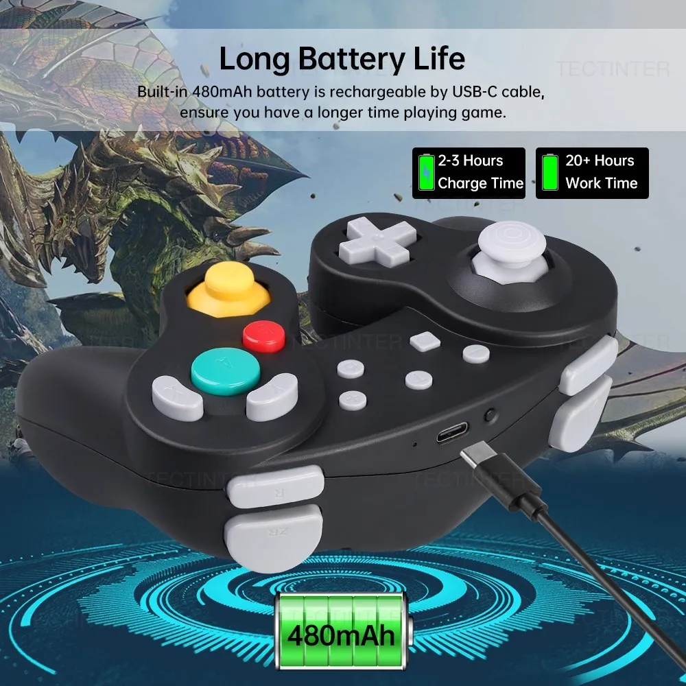 Support Bluetooth Gamecube Controller Compatible with Nintendo Switch 2 Gamepad For Steam/Andriod/PC Joystick with Turbo Functio