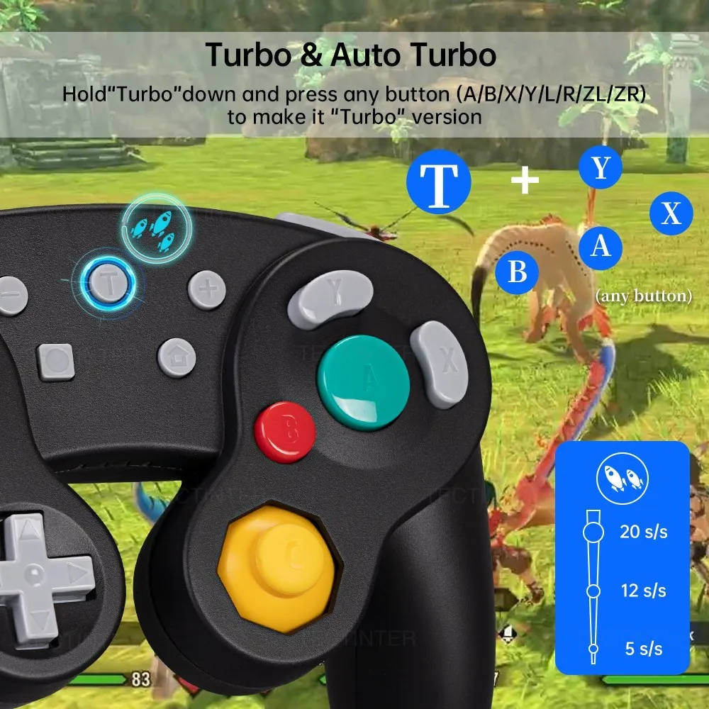 Support Bluetooth Gamecube Controller Compatible with Nintendo Switch 2 Gamepad For Steam/Andriod/PC Joystick with Turbo Functio