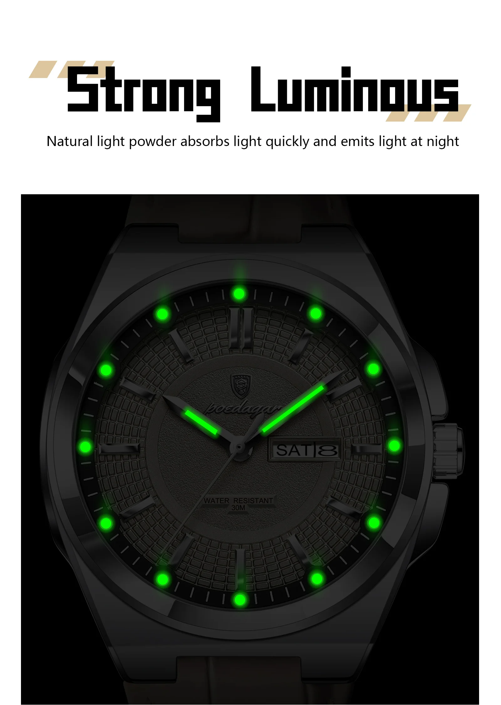 POEDAGAR Top Fashion Male Wristwatch Waterproof Luminous Date Week Men Watch Business Leather Quartz Men's Watches Reloj Hombre