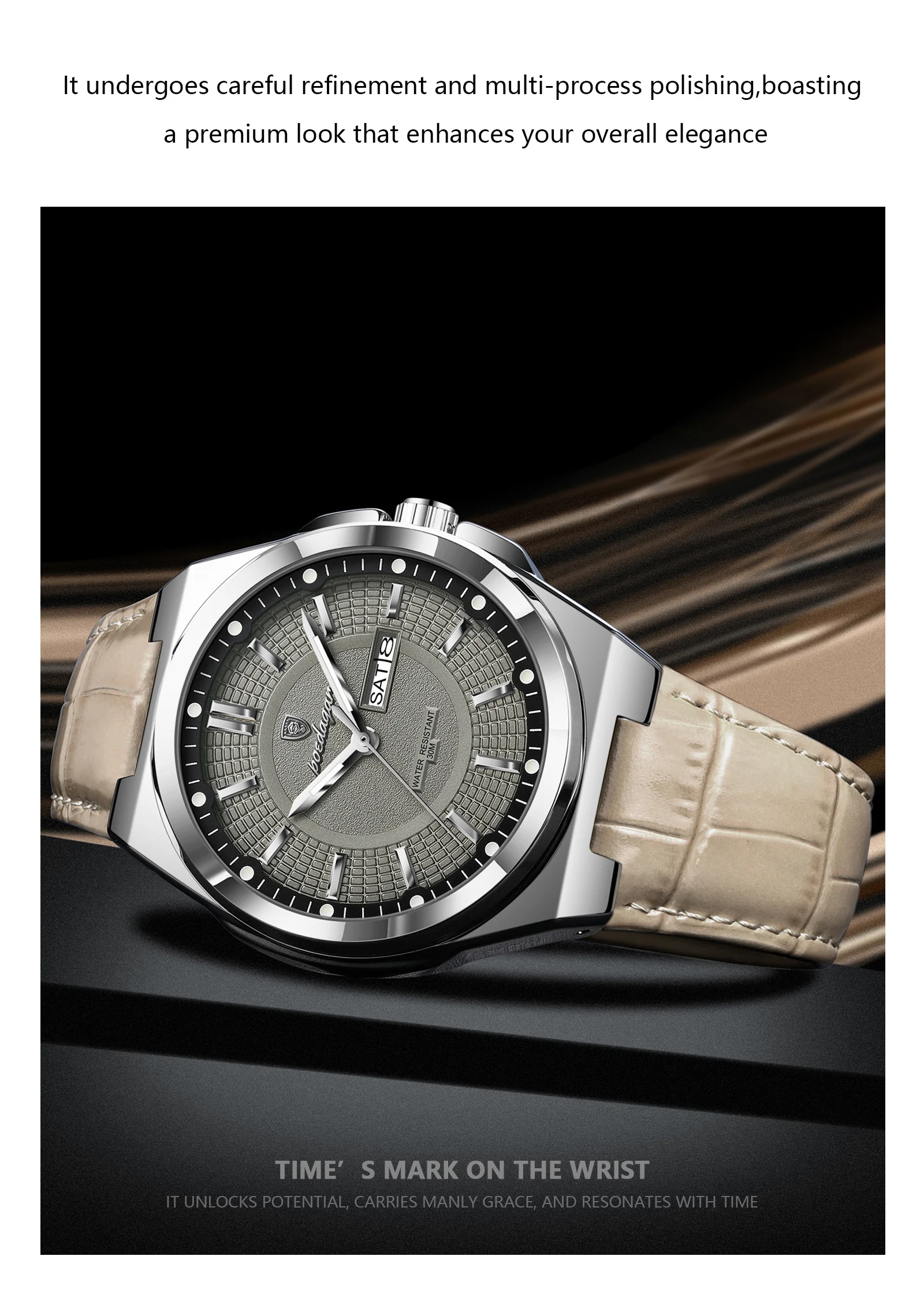 POEDAGAR Top Fashion Male Wristwatch Waterproof Luminous Date Week Men Watch Business Leather Quartz Men's Watches Reloj Hombre