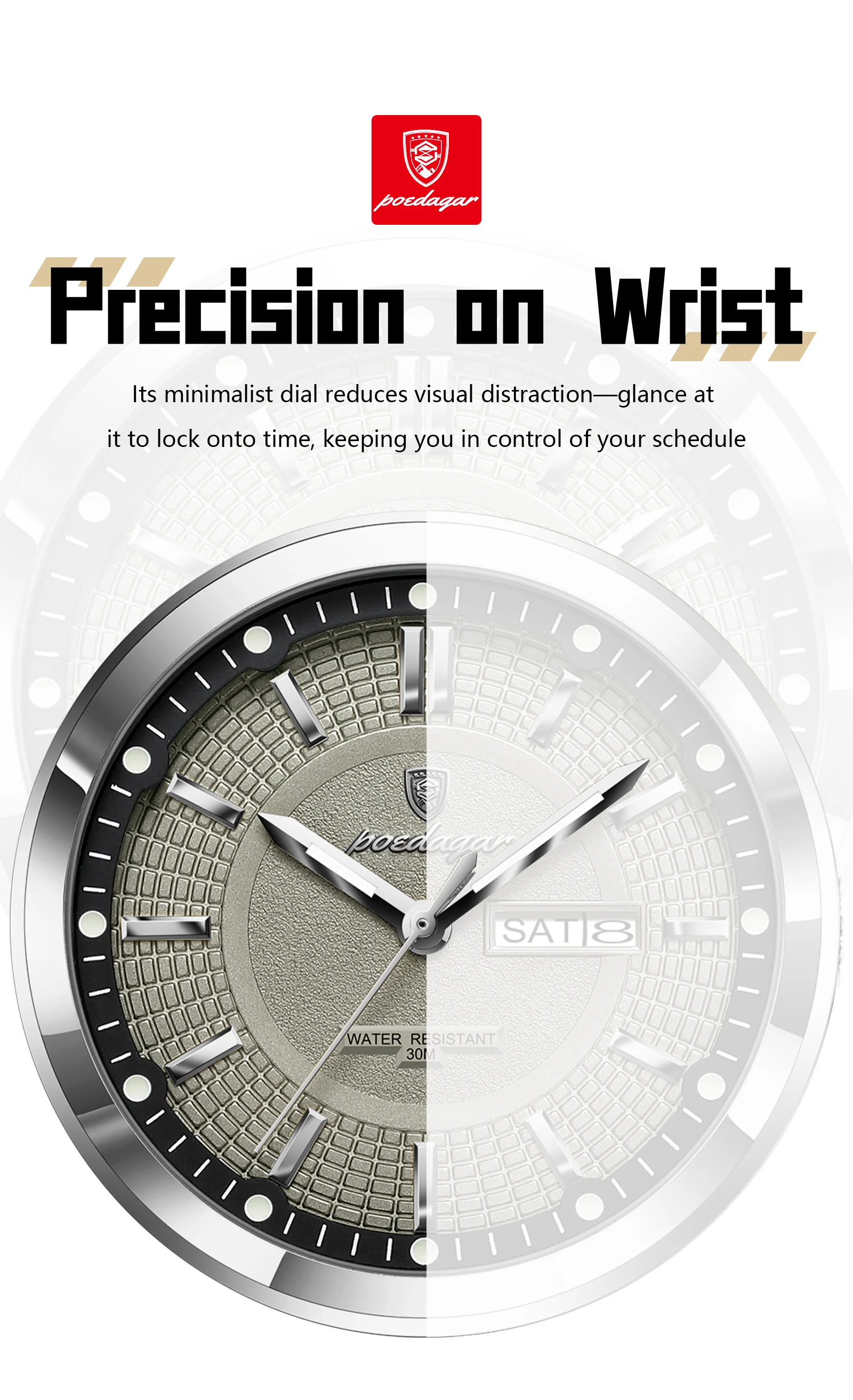 POEDAGAR Top Fashion Male Wristwatch Waterproof Luminous Date Week Men Watch Business Leather Quartz Men's Watches Reloj Hombre