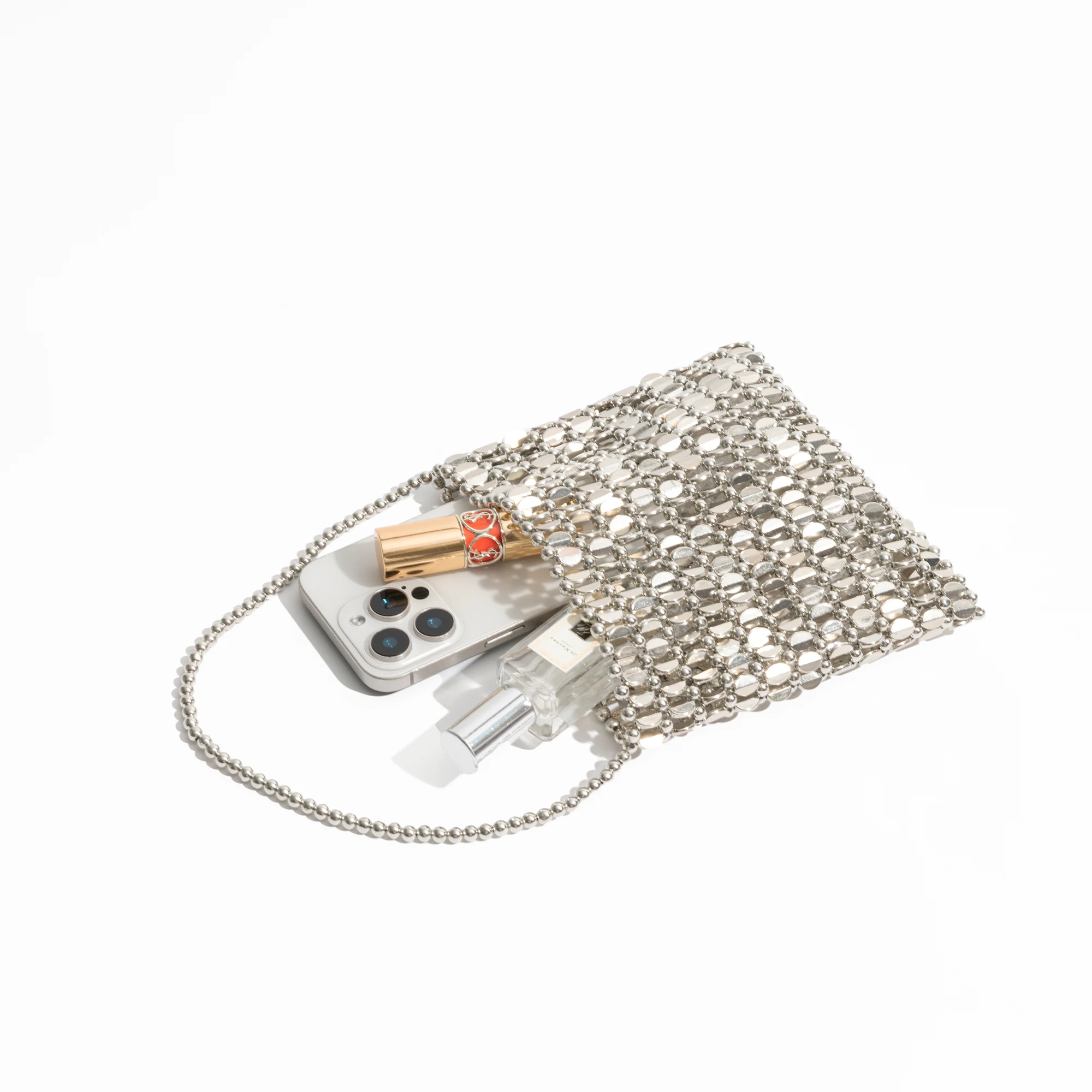 KOKOPEAS Handmade Bead Bag Bead Glitter Woven Phone Bag Luxury Bags for Women Shiny Sequins Shoulder Crossbody Bag Evening Hobos