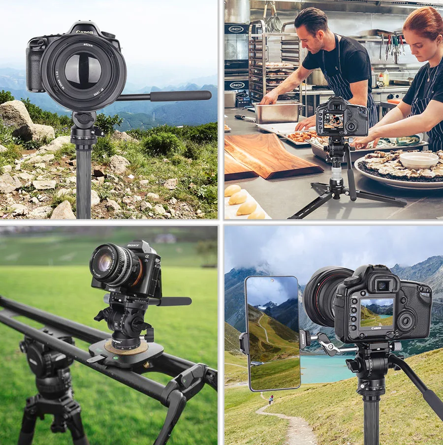 INNOREL F10/F20 Mini Tripod Fluid Head Tilt Head,Metal Camera Video Tripod Head with Arca Swiss Q.R.Plates for Video DSLR Camera