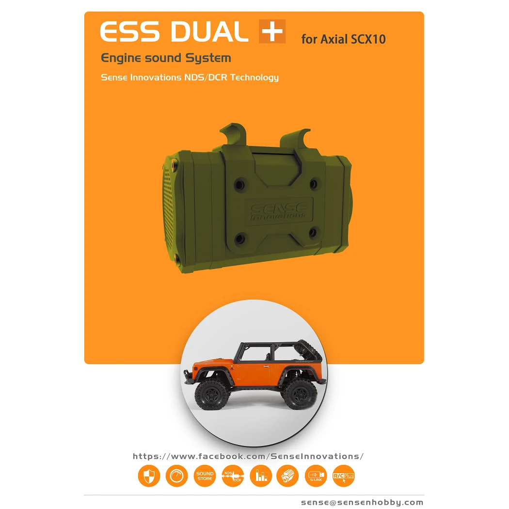 SENSE ESS-DUAL 2 Speakers Engine Sound Simulator for RC Model Car Crawler Buggy Dirft Racing Modification Accessories SCX10