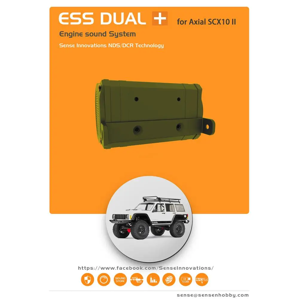 SENSE ESS-DUAL 2 Speakers Engine Sound Simulator for RC Model Car Crawler Buggy Dirft Racing Modification Accessories SCX10