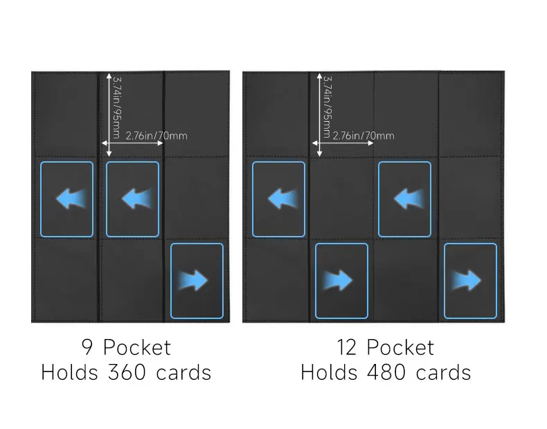 9/12 Pocket Zipper Card Binder, Trading card album, Durable Side Loading Card for mtg tcg for football