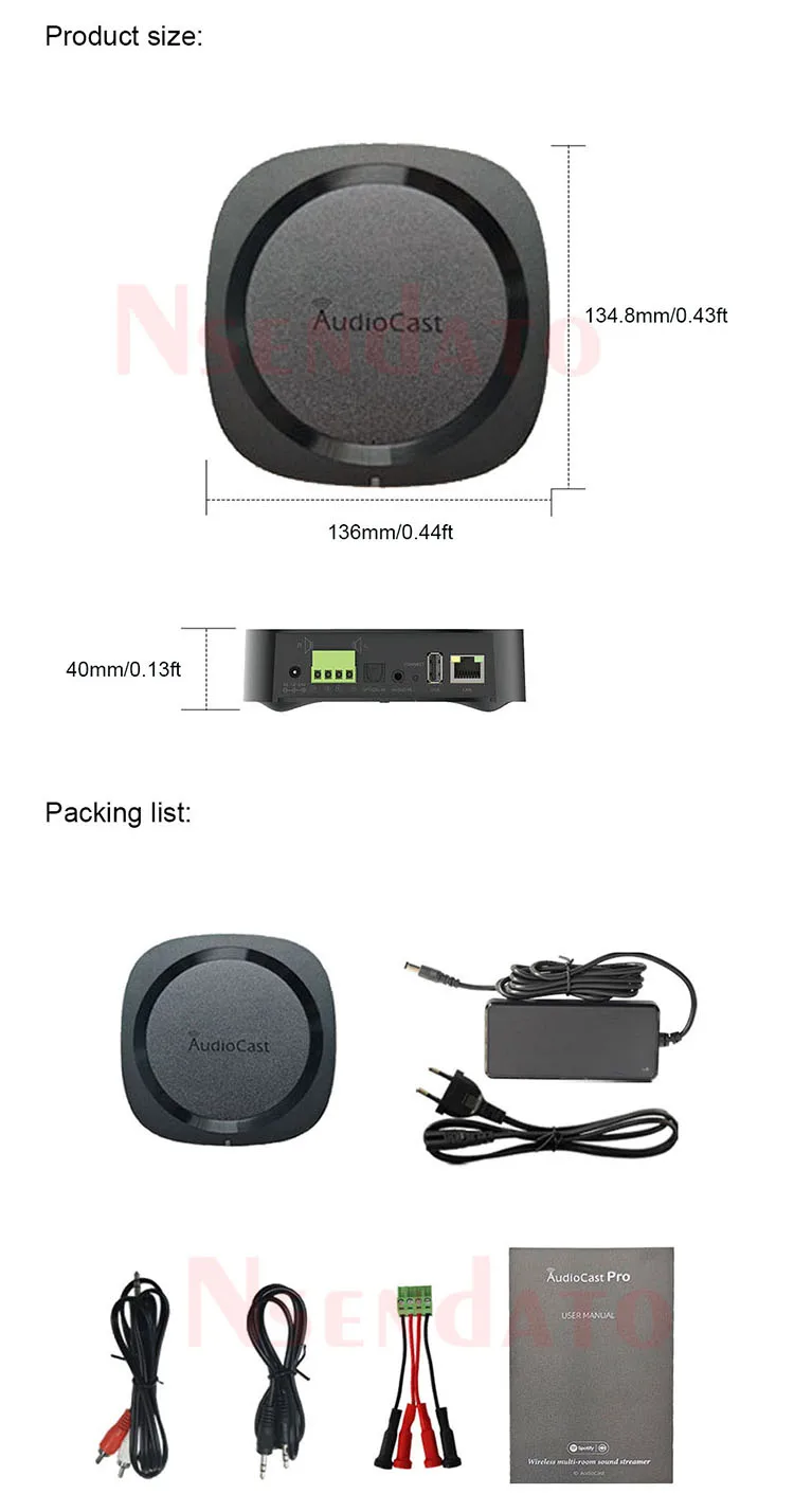 IEAST Audiocast AMP50 Wireless WiFi & BT V5.0 Amplifier Multi Room Audio Music Receiver Adapter For Airplay DLNA Speakers Mic TV
