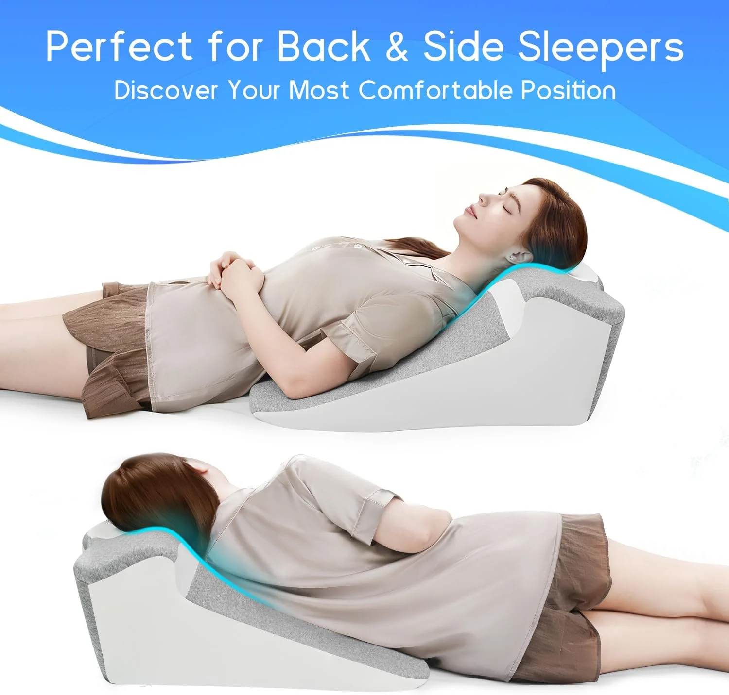 Bed Wedge Sleeping Pillows for Acid Reflux or Sleeping with New Prone Position Ergonomic Pillow for Reading, Couple Life