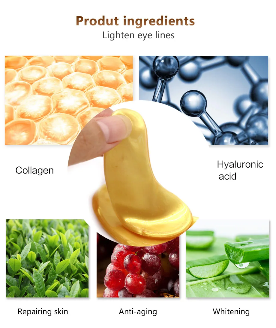 50 Pairs Crystal Gold Eye Patches Anti Dark Circles Remove Eye Bags Moisturizing Golden Collagen Eye Mask Skin Care
